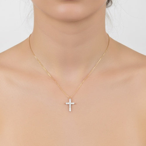 Dainty Sparkle Cross Necklace-1