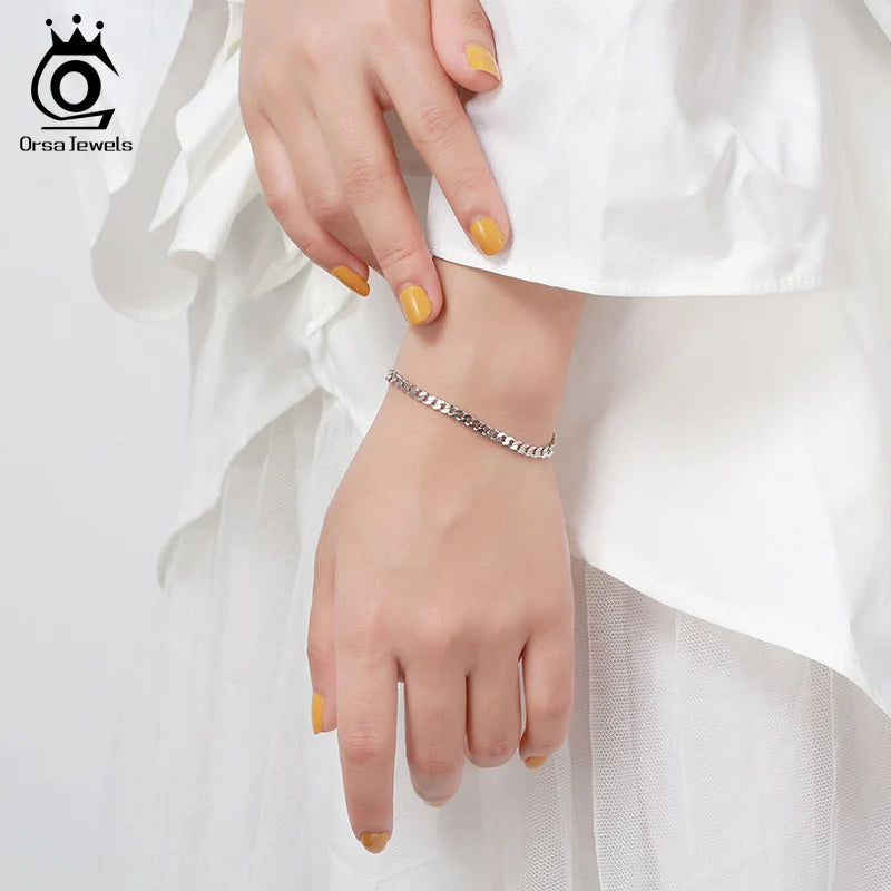 Solid 925 Sterling Silver Italian 3.6mm 5mm 7mm Diamond-Cut Cuban Link Chain Bracelet for Women Men 7”, 8", 9" SB104