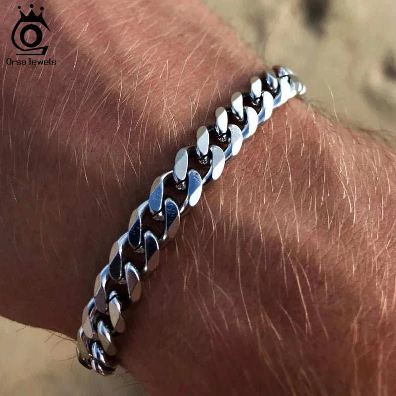 Solid 925 Sterling Silver Italian 3.6mm 5mm 7mm Diamond-Cut Cuban Link Chain Bracelet for Women Men 7”, 8", 9" SB104